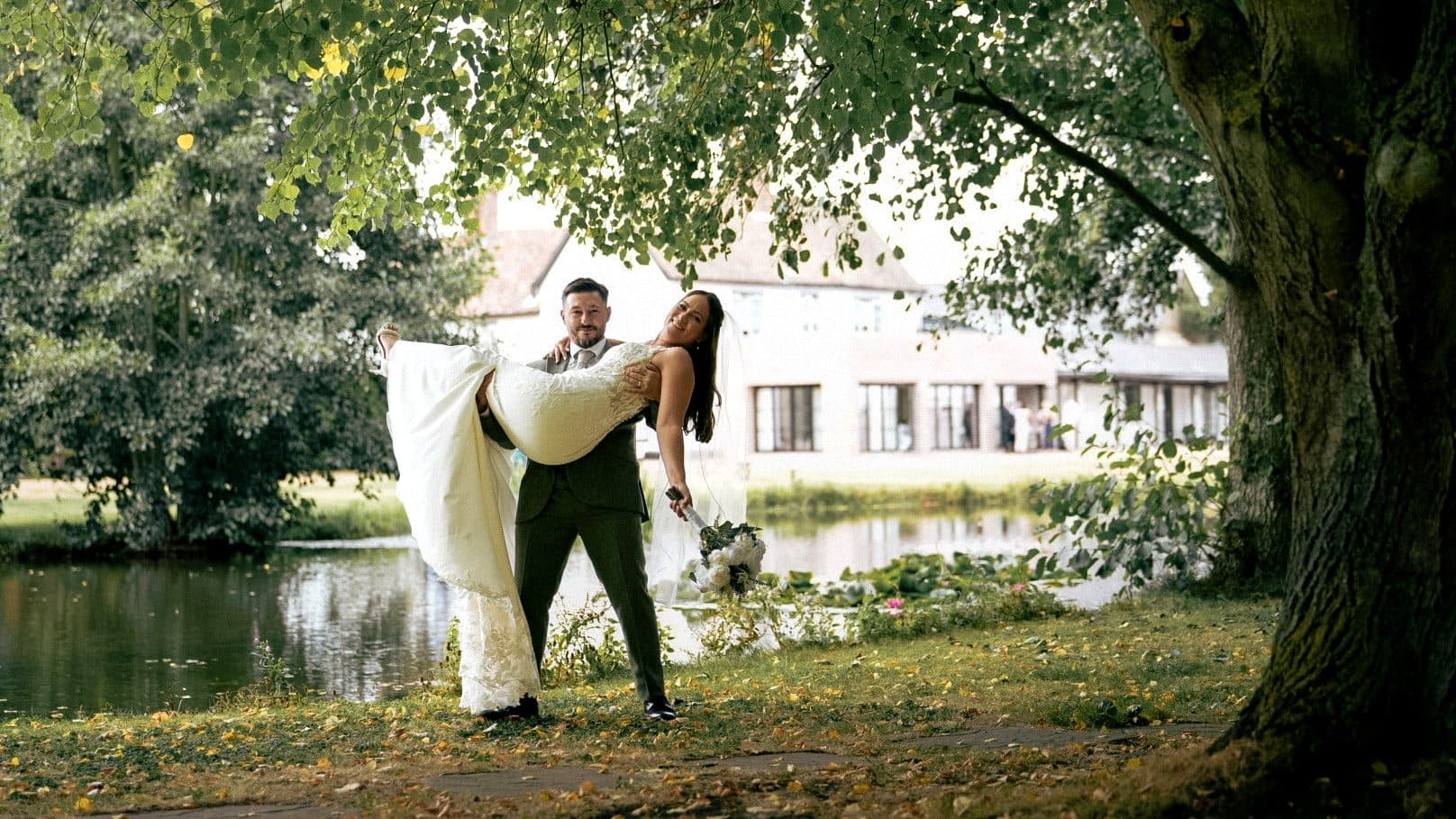 A lakeside moment under the trees